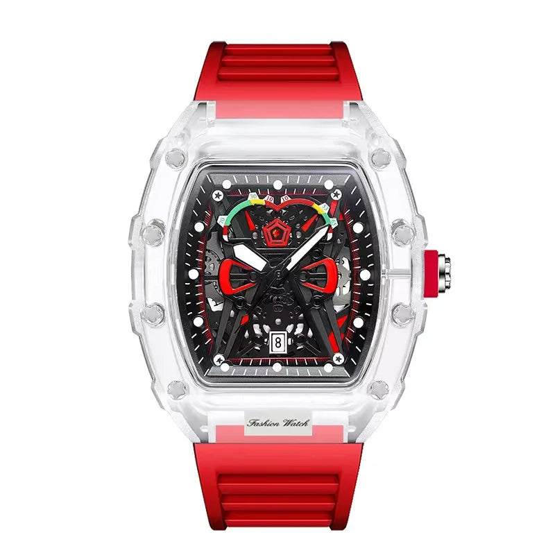 Men Quartz Watch Transparent Case