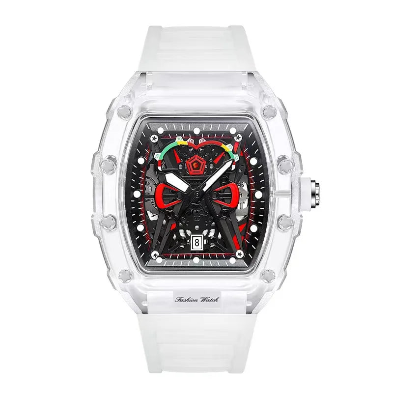 Men Quartz Watch Transparent Case