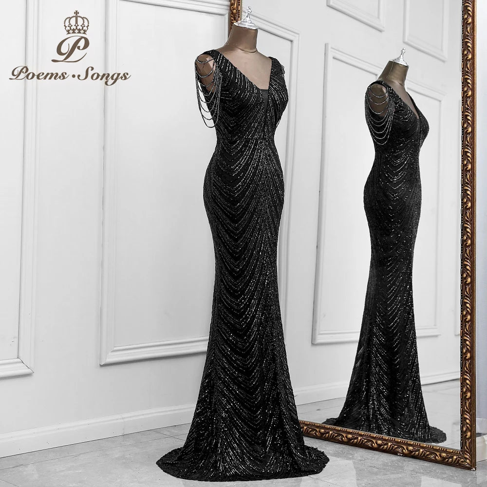 Sexy mermaid black evening dress