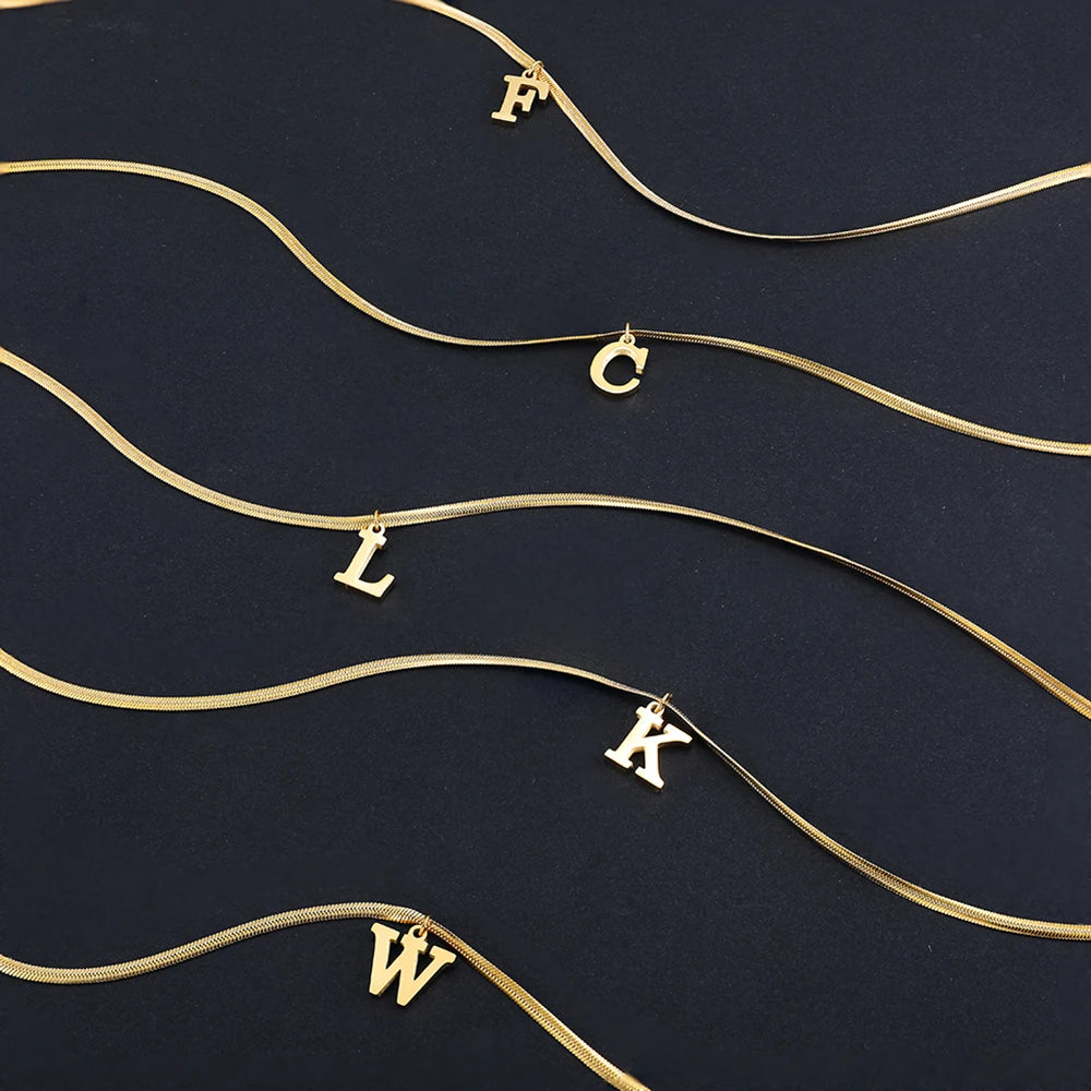 Alphabet Gold Plated Stainless Steel Pendant Necklace