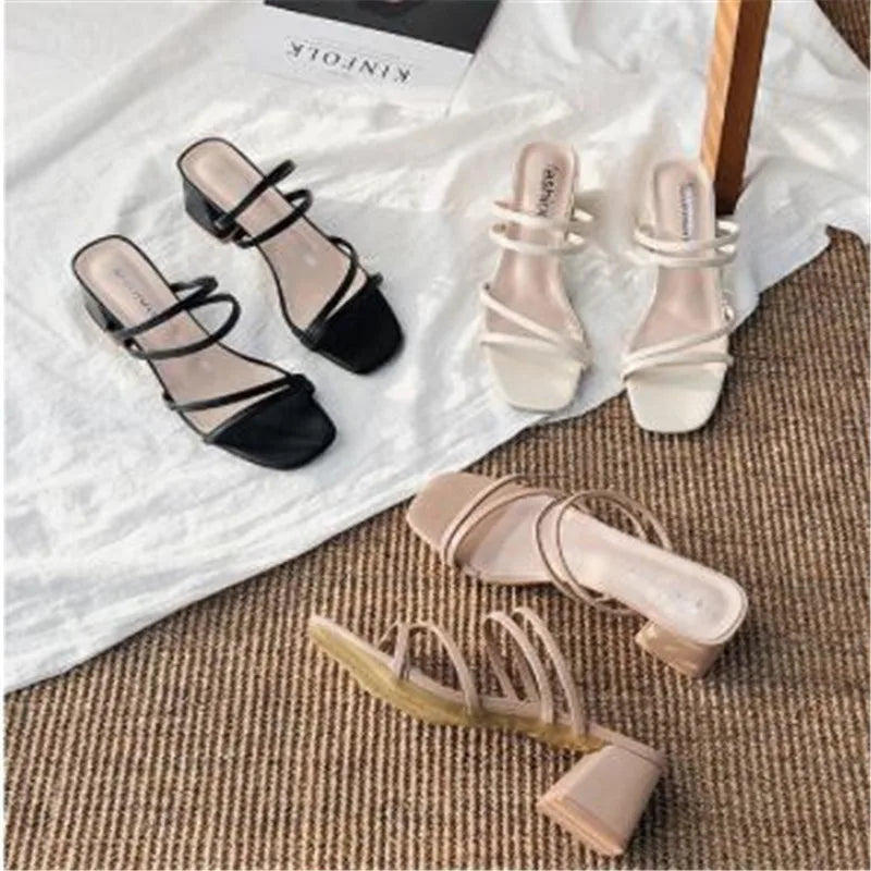Ladies Square Heels Sandals