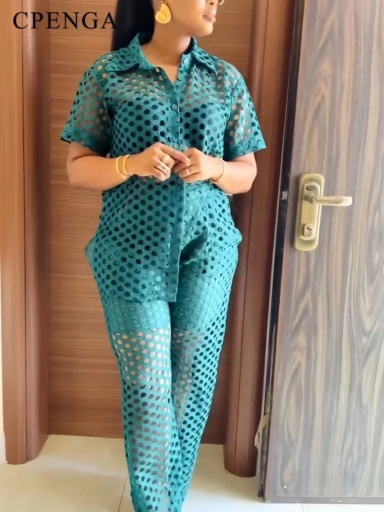 2 Piece African Mesh Outfit
