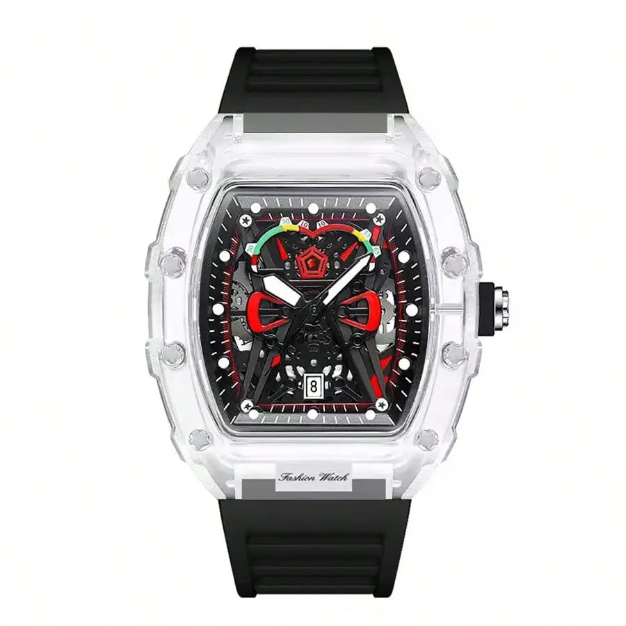 Men Quartz Watch Transparent Case