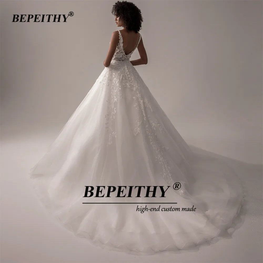 A Line Ivory Lace Bridal Gown