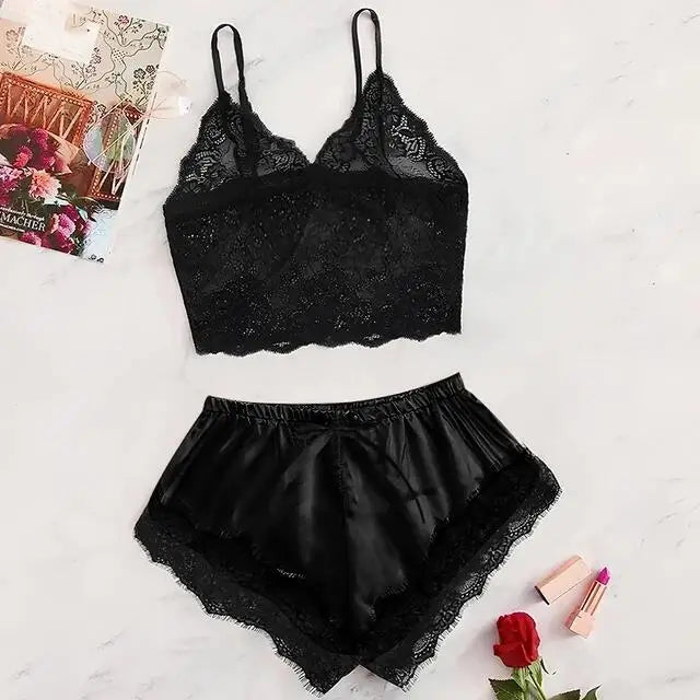 2 Pcs See-Through Pajama Set