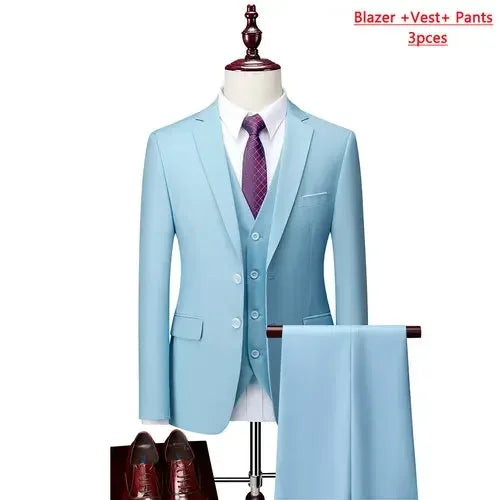 ( Jacket + Vest+Pants ) Formal Business Mens Suit - 3pc