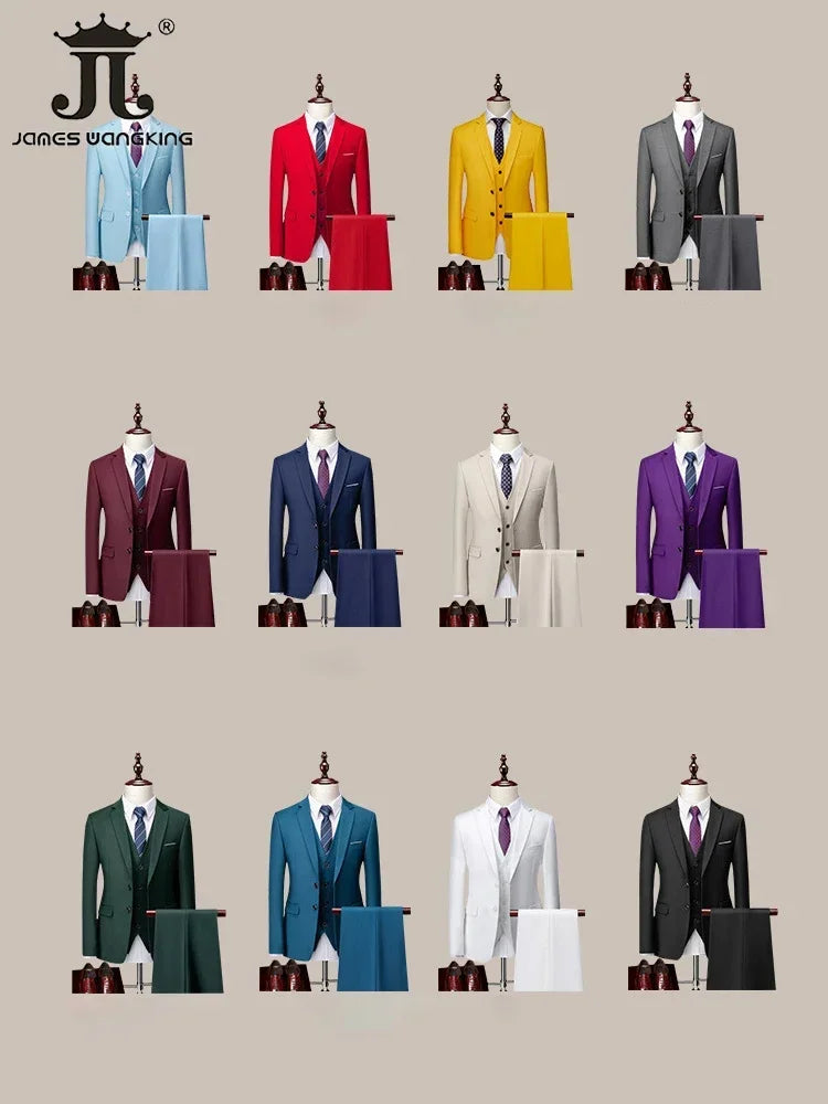 ( Jacket + Vest+Pants ) Formal Business Mens Suit - 3pc