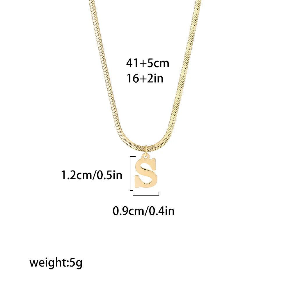 Alphabet Gold Plated Stainless Steel Pendant Necklace