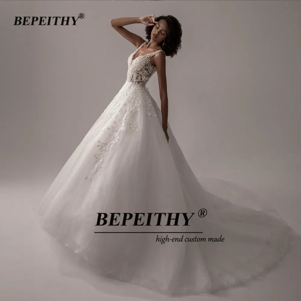 A Line Ivory Lace Bridal Gown