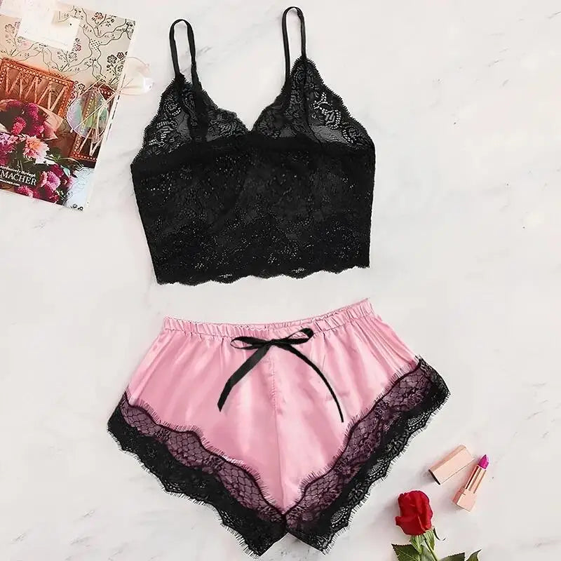 2 Pcs See-Through Pajama Set