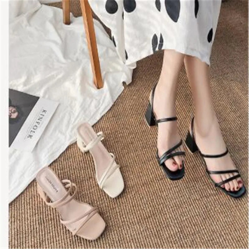 Ladies Square Heels Sandals