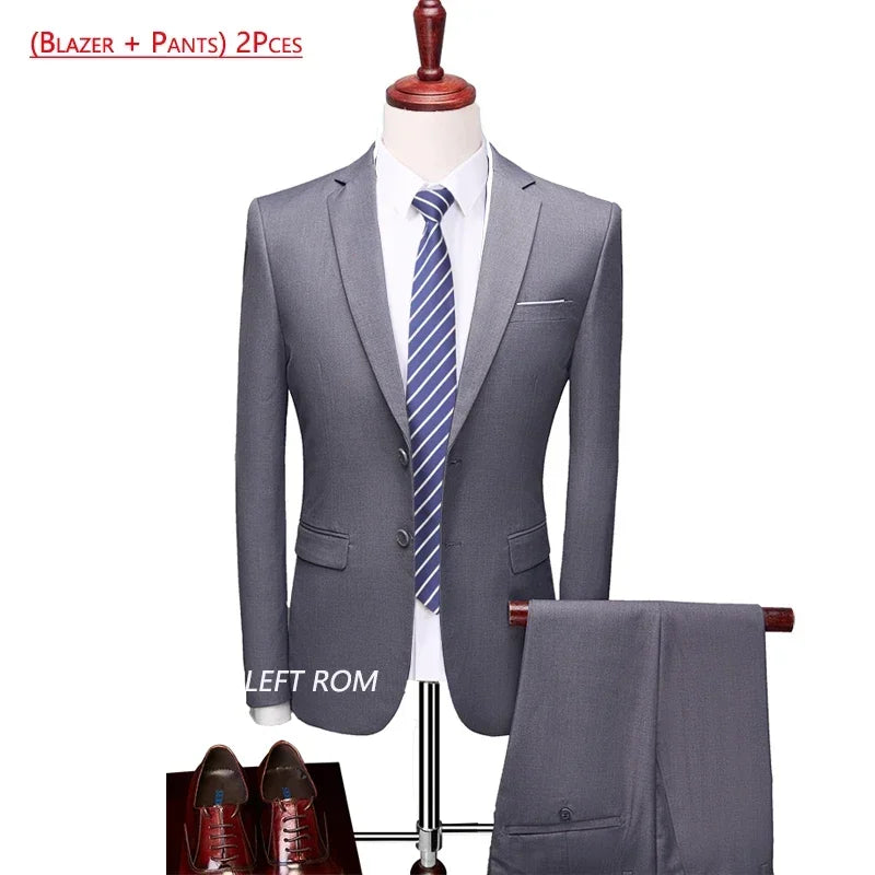 ( Jacket + Vest+Pants ) Formal Business Mens Suit - 3pc