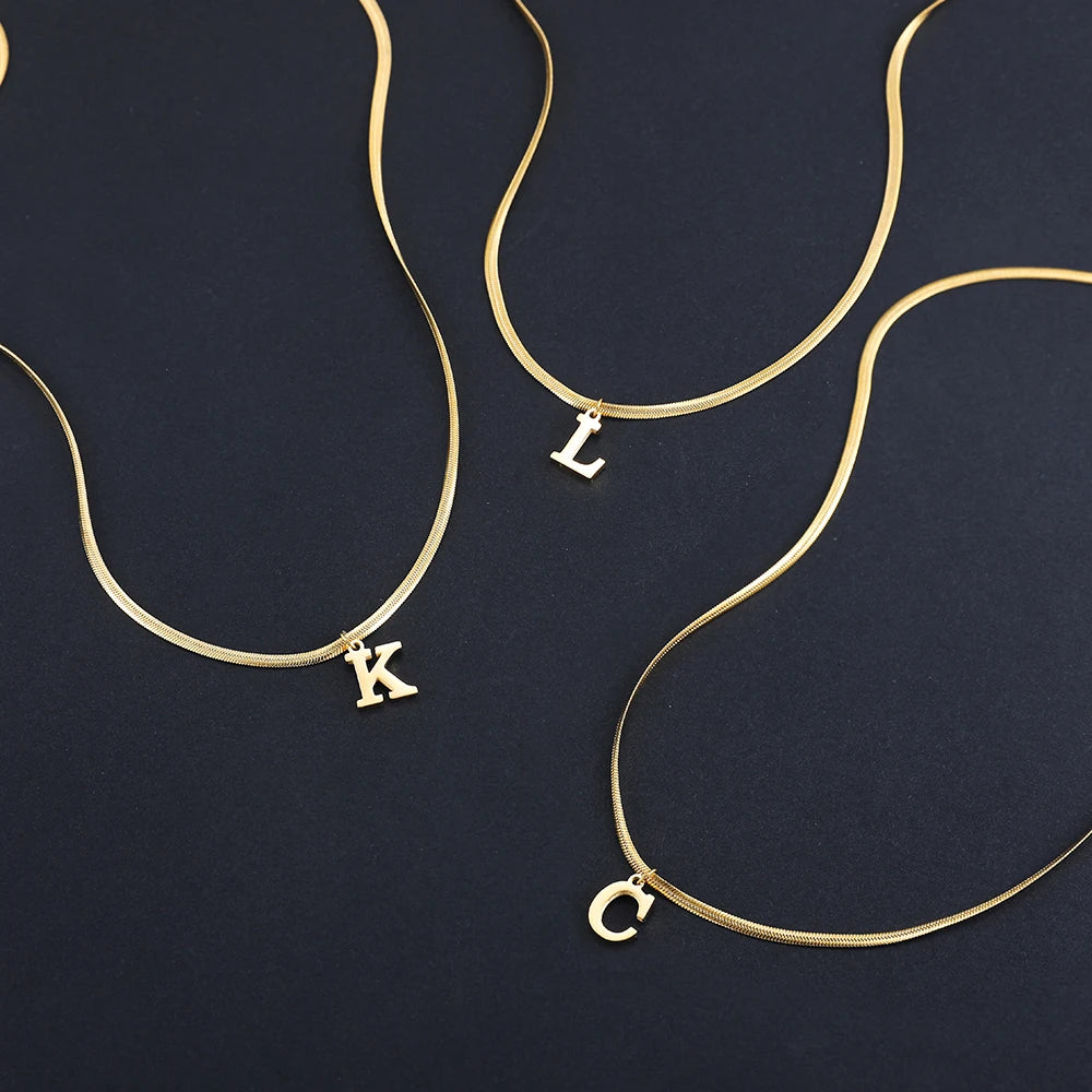 Alphabet Gold Plated Stainless Steel Pendant Necklace