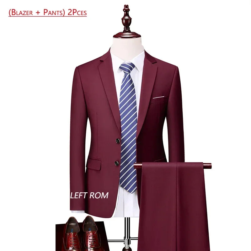 ( Jacket + Vest+Pants ) Formal Business Mens Suit - 3pc