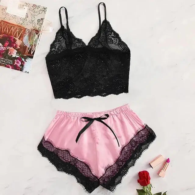 2 Pcs See-Through Pajama Set