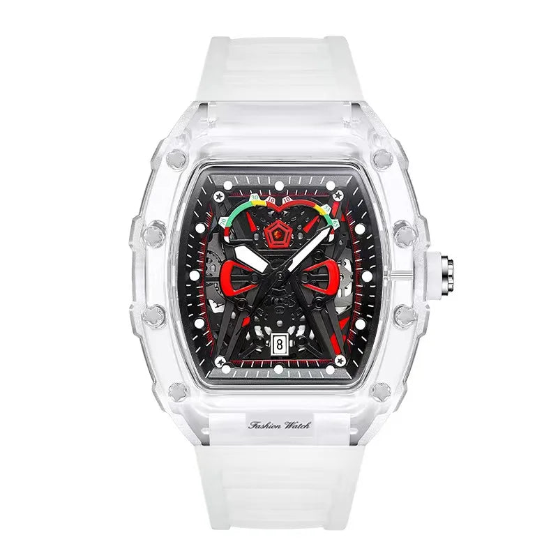 Wanaume Quartz Watch Transparent Case