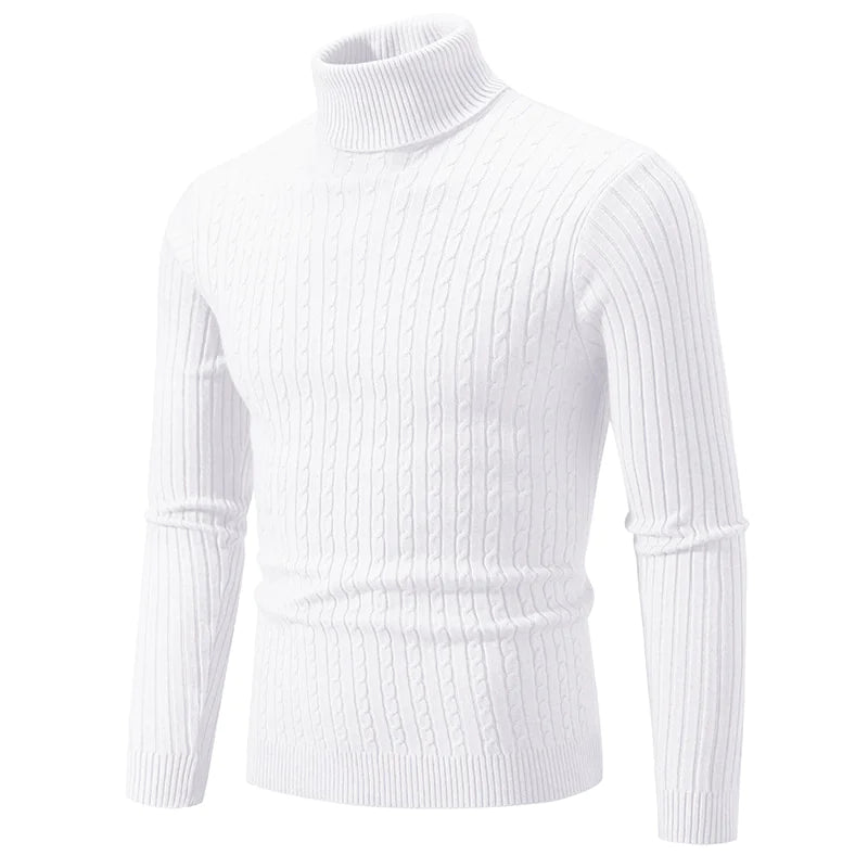 Men’s High-Collar Casual Pullover Sweater