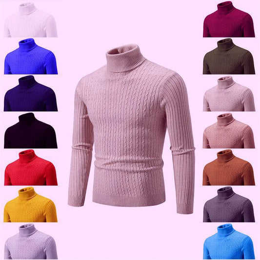 Men’s High-Collar Casual Pullover Sweater