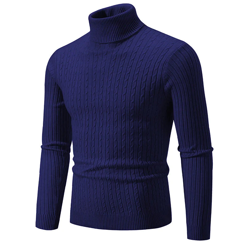 Men’s High-Collar Casual Pullover Sweater