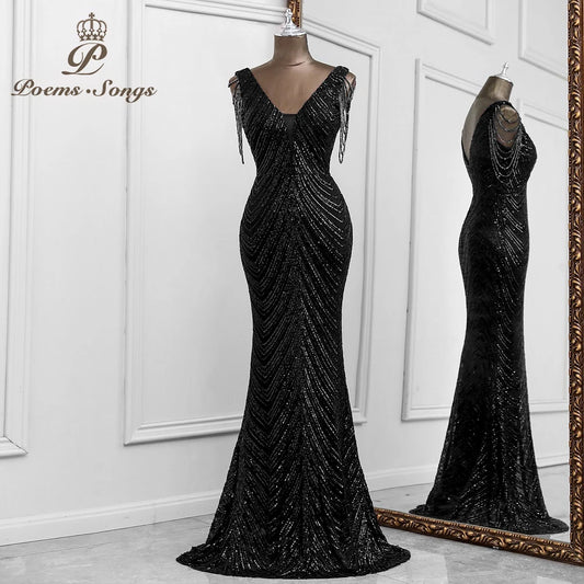 Sexy mermaid black evening dress