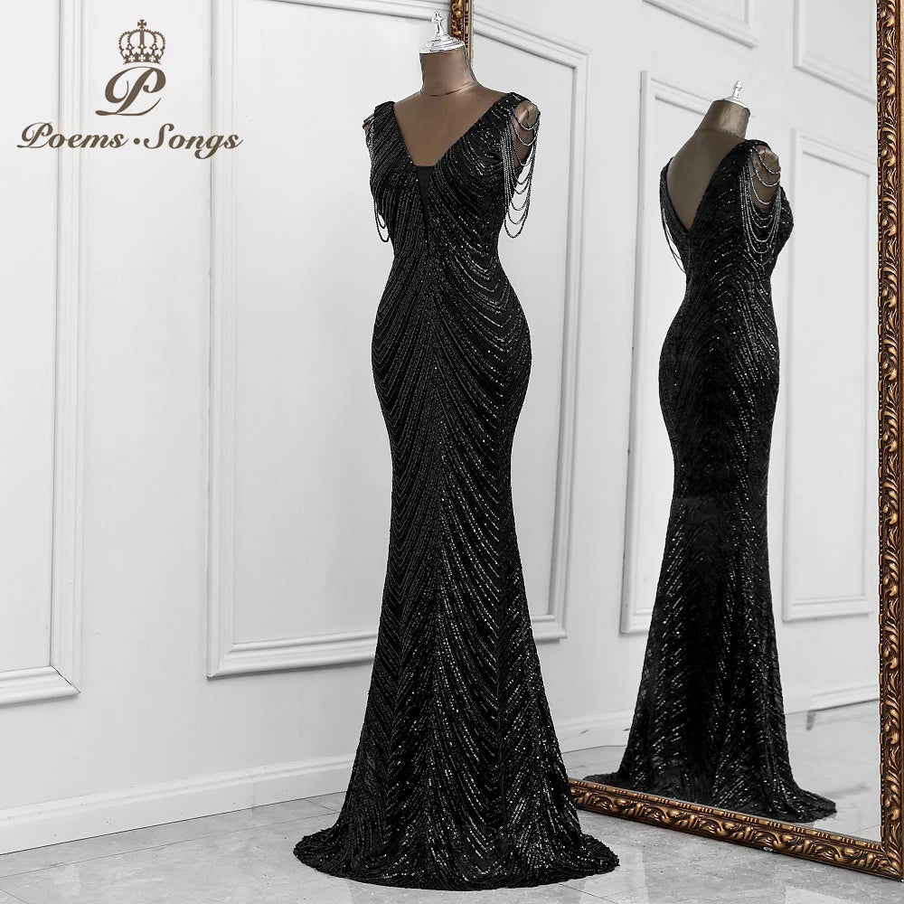 Sexy mermaid black evening dress
