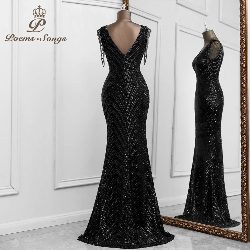 Sexy mermaid black evening dress