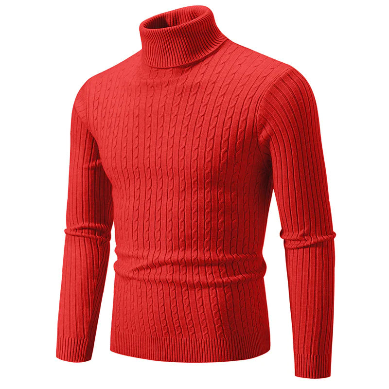 Men’s High-Collar Casual Pullover Sweater