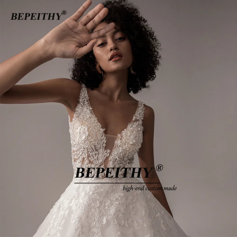 A Line Ivory Lace Bridal Gown