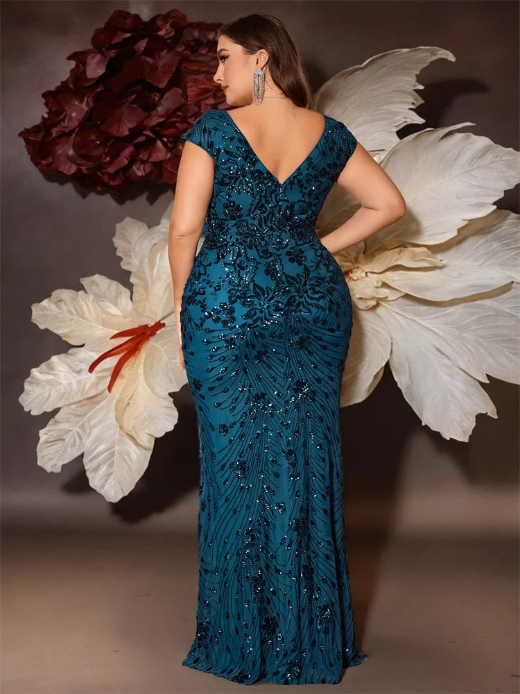 Sequins V-neck Prom Gown