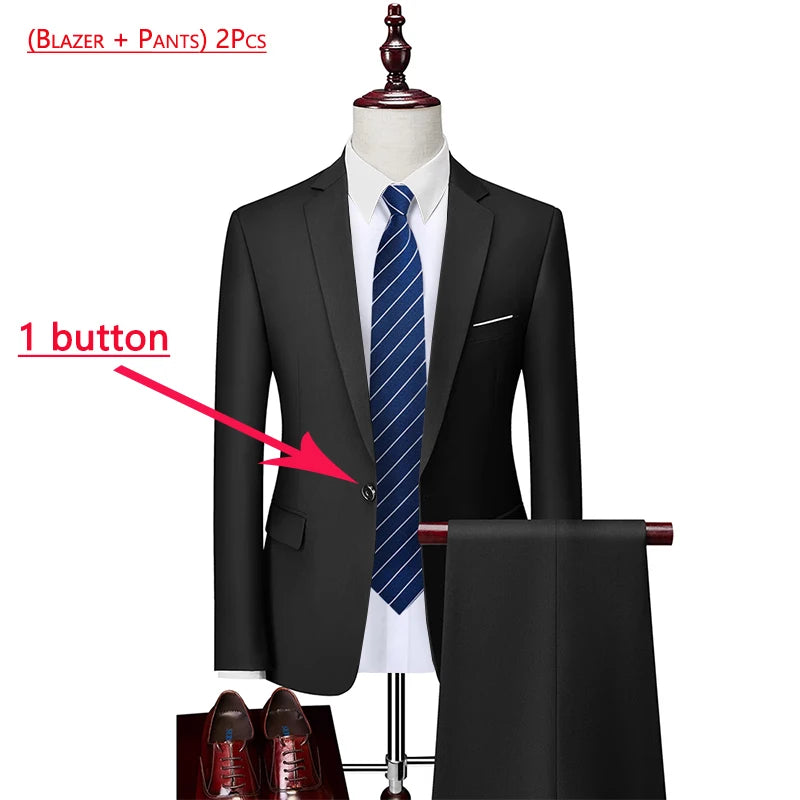 ( Jacket + Vest+Pants ) Formal Business Mens Suit - 3pc