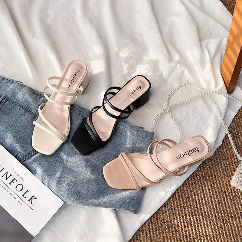 Ladies Square Heels Sandals