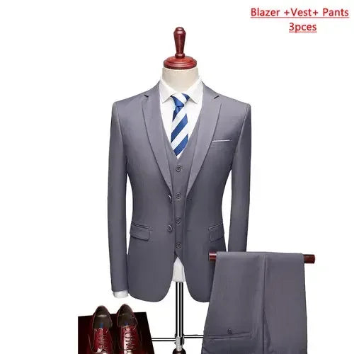 ( Jacket + Vest+Pants ) Formal Business Mens Suit - 3pc