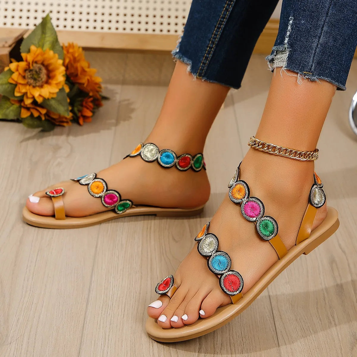 Embroidered Sandals