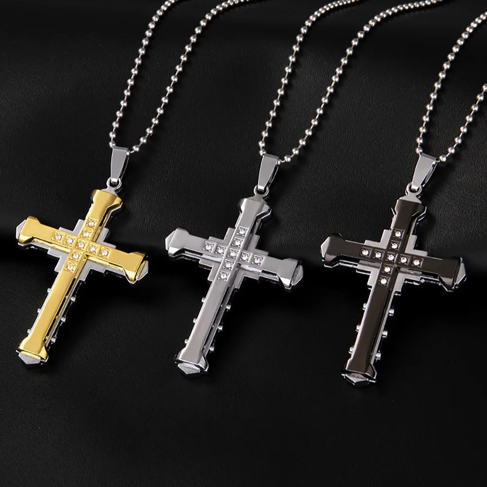 Crystal Cross - Pendant Gold/Black/Silver