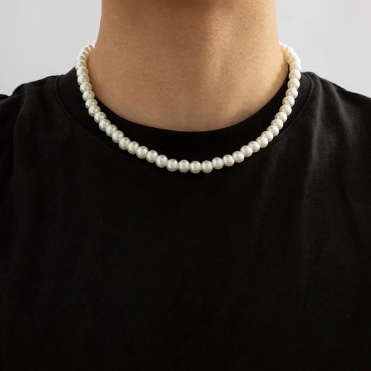 Imitation-Pearl Beaded Short Choker Necklace