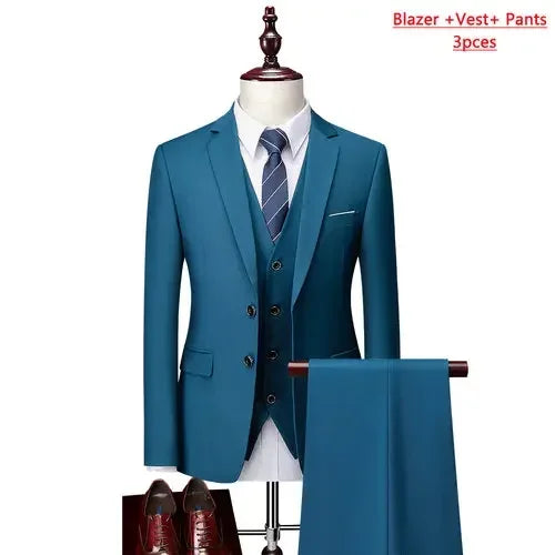 ( Jacket + Vest+Pants ) Formal Business Mens Suit - 3pc