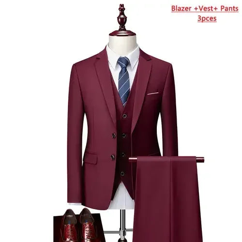 ( Jacket + Vest+Pants ) Formal Business Mens Suit - 3pc