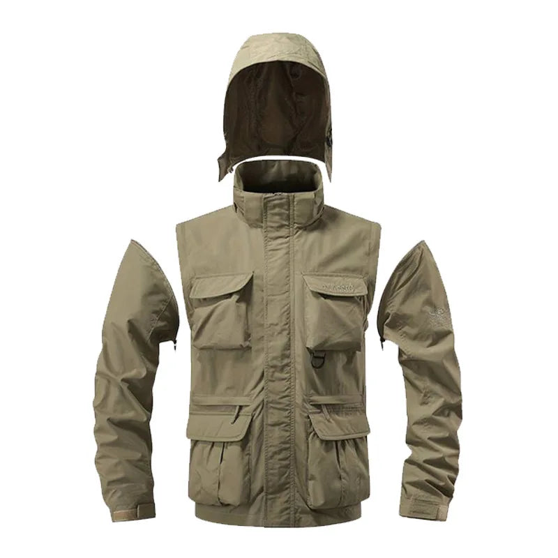 Detachable hooded cargo jacket