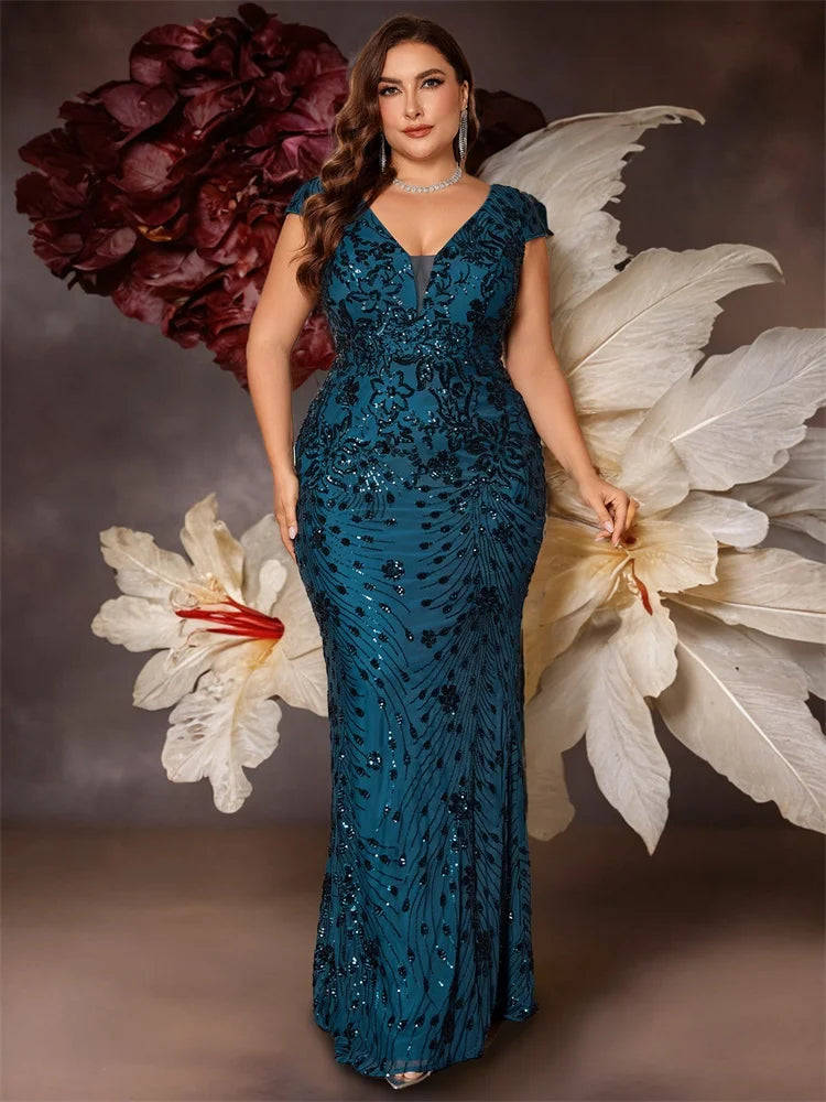Sequins V-neck Prom Gown