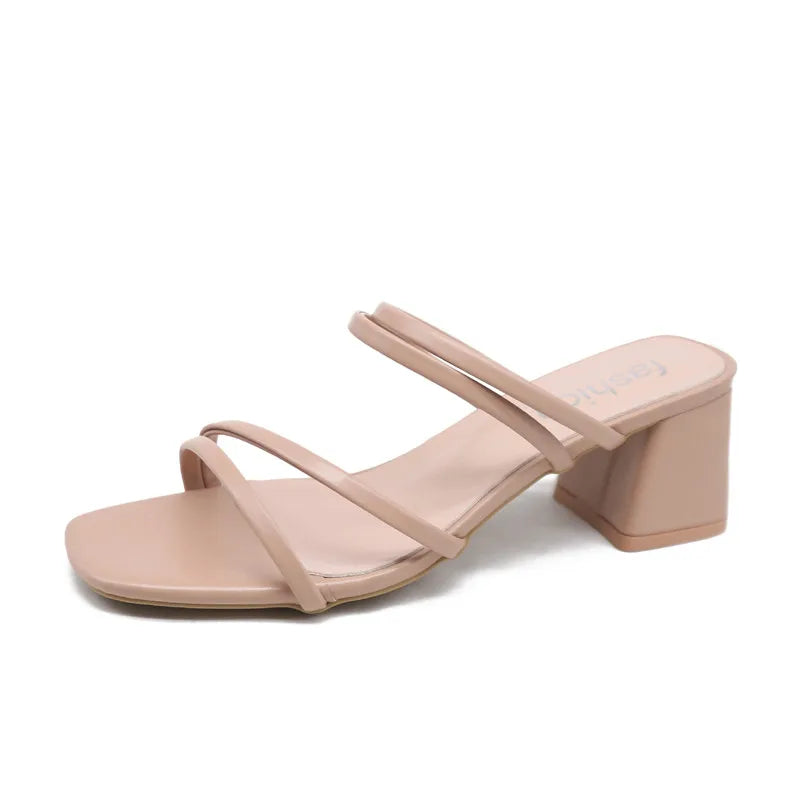 Ladies Square Heels Sandals
