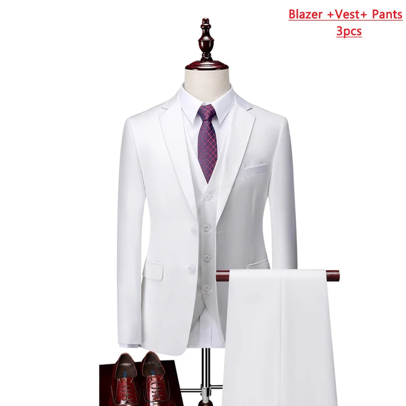 ( Jacket + Vest+Pants ) Formal Business Mens Suit - 3pc