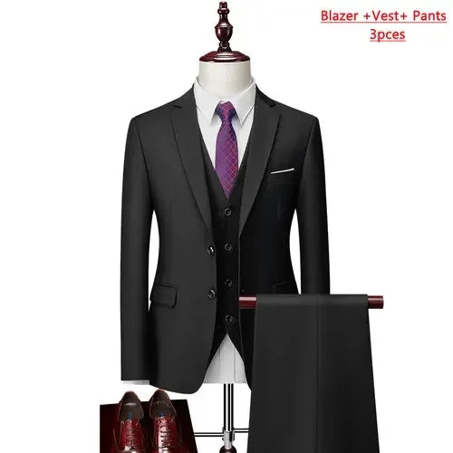 ( Jacket + Vest+Pants ) Formal Business Mens Suit - 3pc