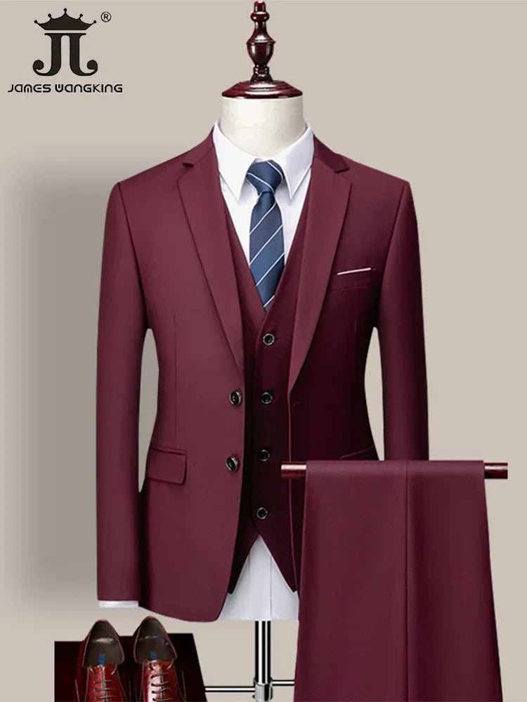 ( Jacket + Vest+Pants ) Formal Business Mens Suit - 3pc