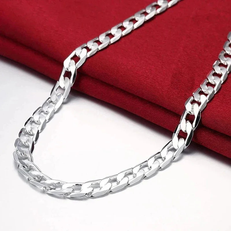 Mkufu wa Fedha wa Unisex 925 Sterling
 16/18/20/22/24 Inchi
 Classic 6MM Chain