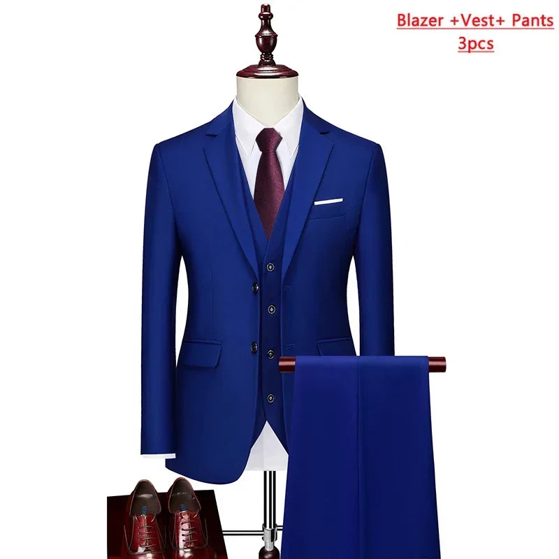 ( Jacket + Vest+Pants ) Formal Business Mens Suit - 3pc