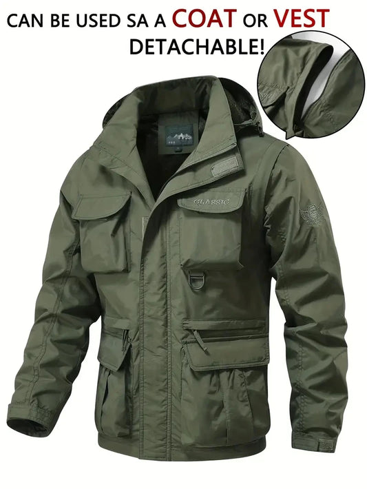 Detachable hooded cargo jacket