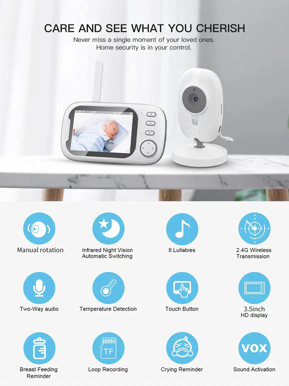 3.5 inch Wireless Video Baby Monitor