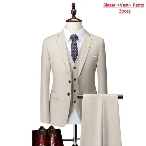 ( Jacket + Vest+Pants ) Formal Business Mens Suit - 3pc