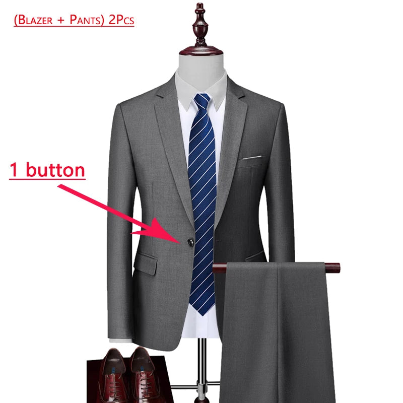 ( Jacket + Vest+Pants ) Formal Business Mens Suit - 3pc