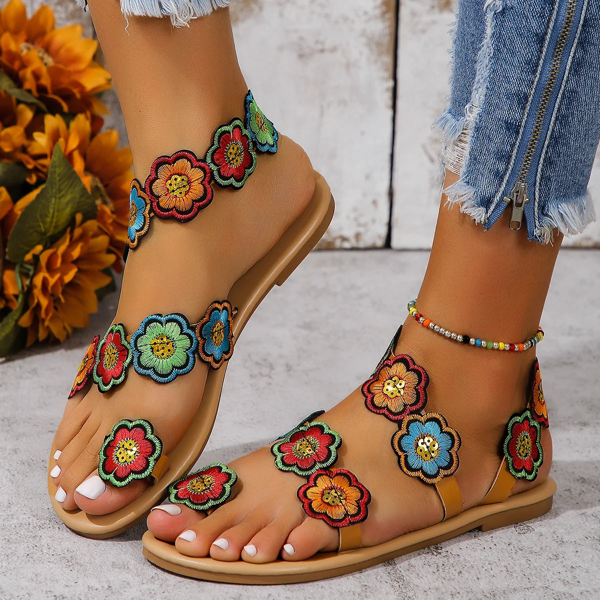 Embroidered Sandals